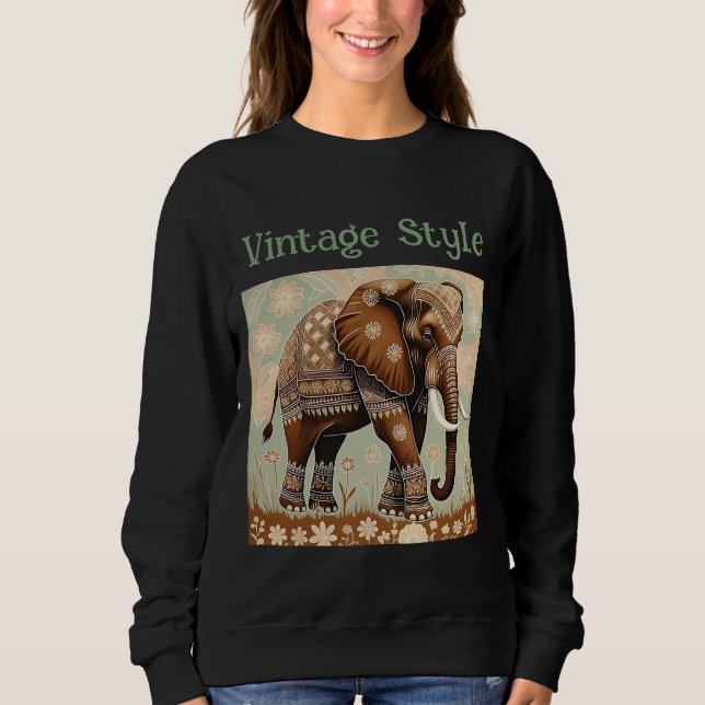 Vintager Elefant mit Batik-T - Shirt (Vorderseite)