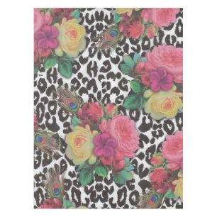 Vintager eleganter Blumen Cheetah Tischdecke