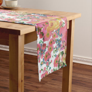 Vintager eleganter Blumen Tabellen-Läufer Kurzer Tischläufer