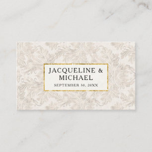 Vintager eleganter Gold Glitzer Gilded Damask Crem Platzkarte