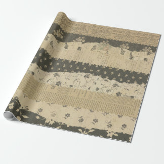 Vintager, eleganter Streifen decoupage verziert an Geschenkpapier