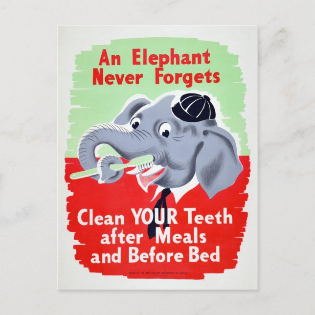 Vintager Elephant Dentist Postkarte (Vorderseite)