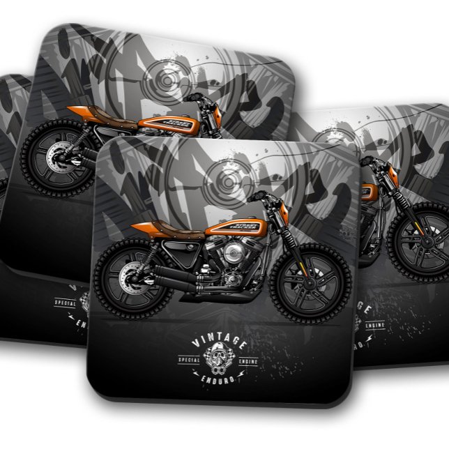 Vintager Enduro-Motorrad-Untersetzer | Enduro Unte Glasuntersetzer (Von Creator hochgeladen)