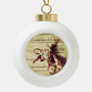 Vintager Engel auf Keramik Kugel-Ornament