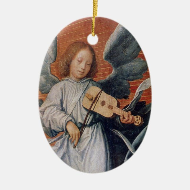 Vintager Engel, der Violinenweihnachtsverzierung Keramik Ornament (Vorne)
