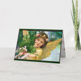 Vintager Engel im Schnee Weihnachtskarte Feiertagskarte