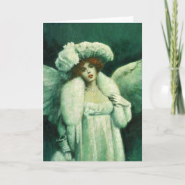 Vintager Engel in weißer Grußkarte Dankeskarte