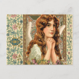 Vintager Engel mit Blume Postkarte