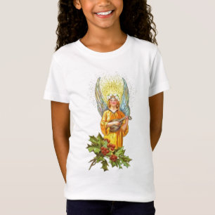 Vintager Engel mit Stechpalme und Mandoline T-Shirt