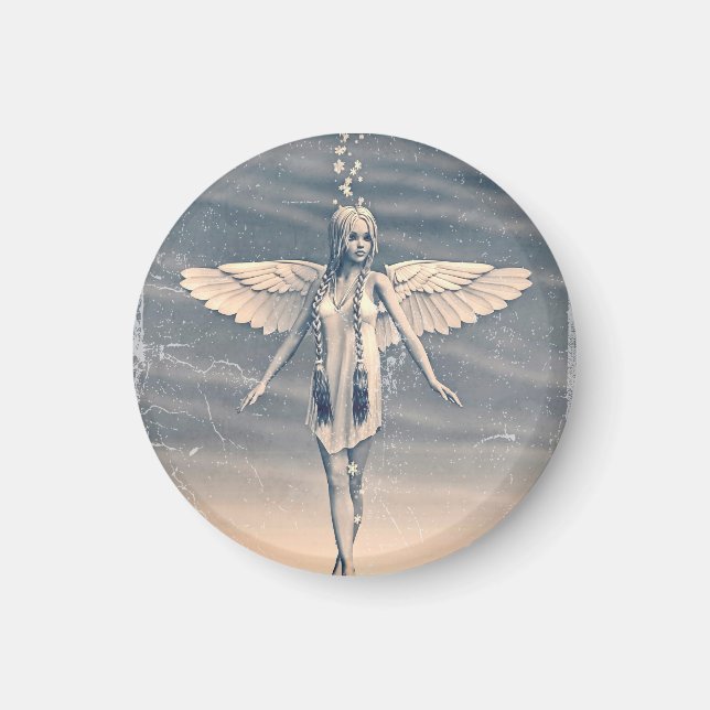 Vintager Engel unter dem Regenbogen Magnet (Vorne)