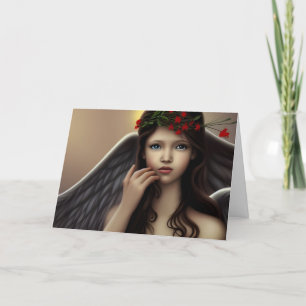 Vintager Engel Weihnachten Rote Blume Blank Innen