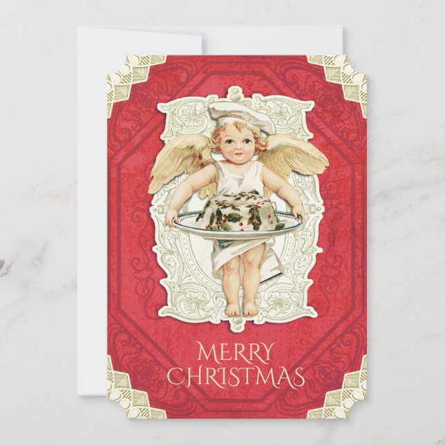 Vintager Engelsmuschel Koch Weihnachtskuchen Feiertagskarte (Vorderseite)