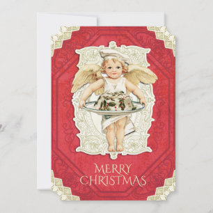 Vintager Engelsmuschel Koch Weihnachtskuchen Feiertagskarte