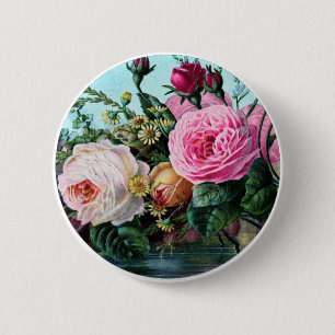 Vintager englischer Garten Rose Kunst, Shabbychie Button