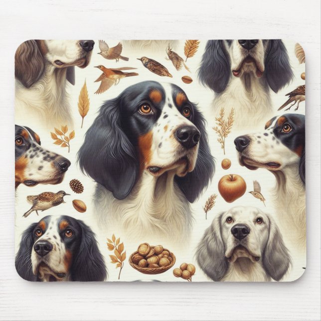 Vintager englischer Setter nahtlos Mousepad (Vorne)