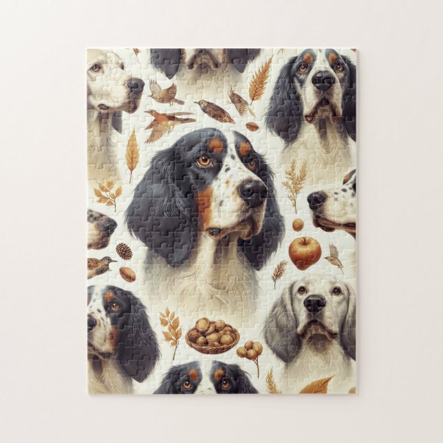 Vintager englischer Setter nahtlos Puzzle (Vertikal)
