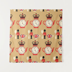 Vintager englischer Tee: nahtloses Muster. Wandteppich