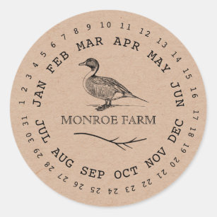 Vintager Entenbauernhof mit Datumsangaben auf Eier Runder Aufkleber