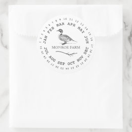 Vintager Entenbauernhof mit Datumsangaben auf Eier Runder Aufkleber