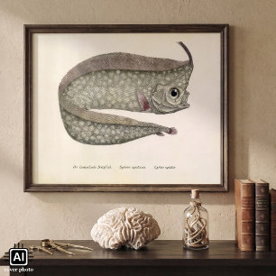 Vintager, entkörnter Orangenfisch, Meeresaquatisch Poster