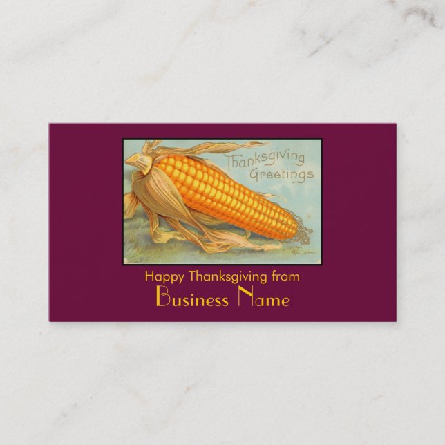 Vintager Erntedank Corn Husk Visitenkarte (Vorderseite)