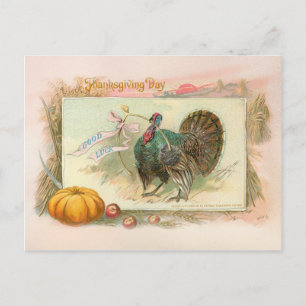 Vintager Erntedank die Türkei mit Wishbone Feiertagspostkarte