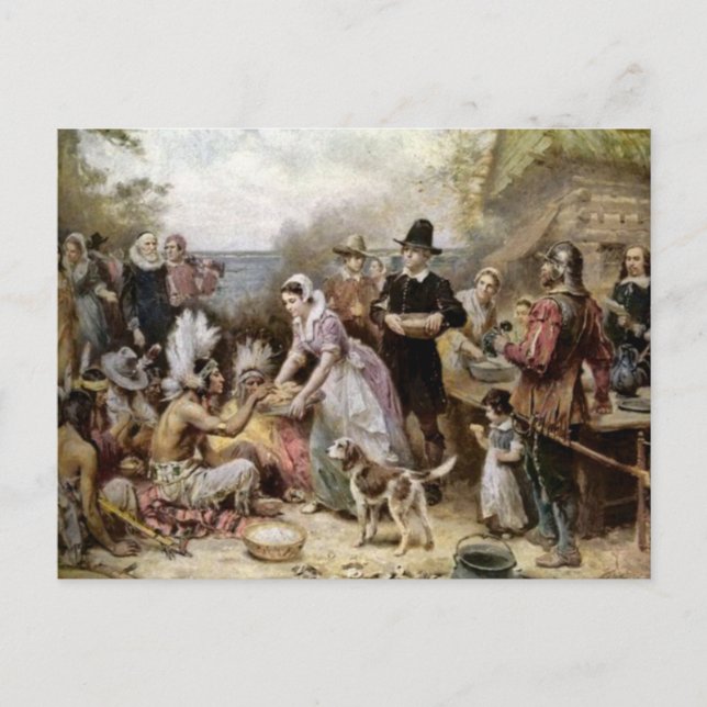 Vintager Erntedank Feiertagspostkarte (Vorderseite)