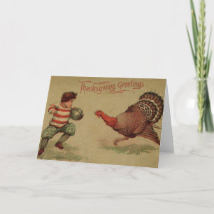 Vintager Erntedank Fußball und Türkei Feiertagskarte
