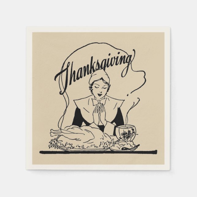 Vintager Erntedank Grace Beige Paper Napkin Serviette (Vorderseite)