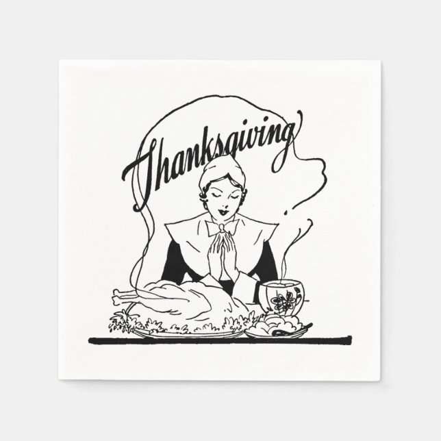 Vintager Erntedank Grace White Serviette (Vorderseite)