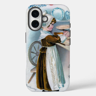 Vintager Erntedank Gruß mit Pilgrim Girl Ba iPhone 16 Hülle