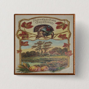 Vintager Erntedank Grüße Button