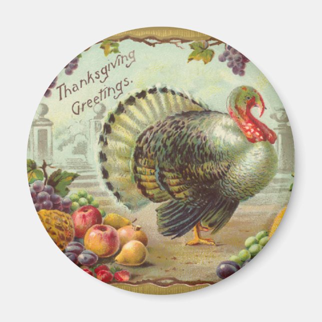 Vintager Erntedank Grußworte Magnet (Vorne)