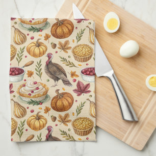 Vintager Erntedank Harvest Muster   Rustikaler Fal Geschirrtuch