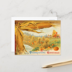 Vintager Erntedank Holiday Szene Postkarte