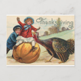 Vintager "Erntedank"   Kinder und Herbstbilder Postkarte