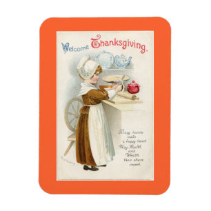 Vintager Erntedank Pilgrim Cook Magnet