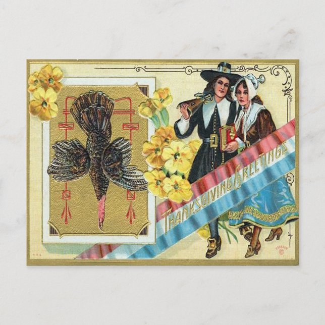 Vintager Erntedank Postkarte (Vorderseite)