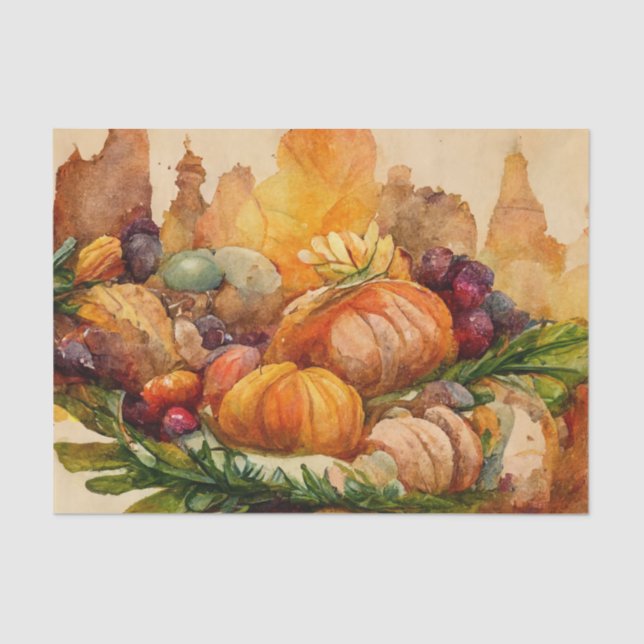 Vintager Erntedank Pumpkin Harvest Seidenpapier (Vorderseite)