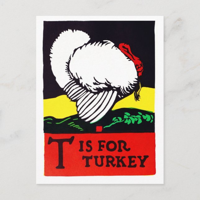 Vintager Erntedank T für die Türkei Retro Postkarte (Vorderseite)