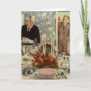 Vintager Erntedank Türkei Abendessen mit der Famil Feiertagskarte
