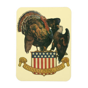 Vintager Erntedank Türkei, Adler, amerikanische Fl Magnet