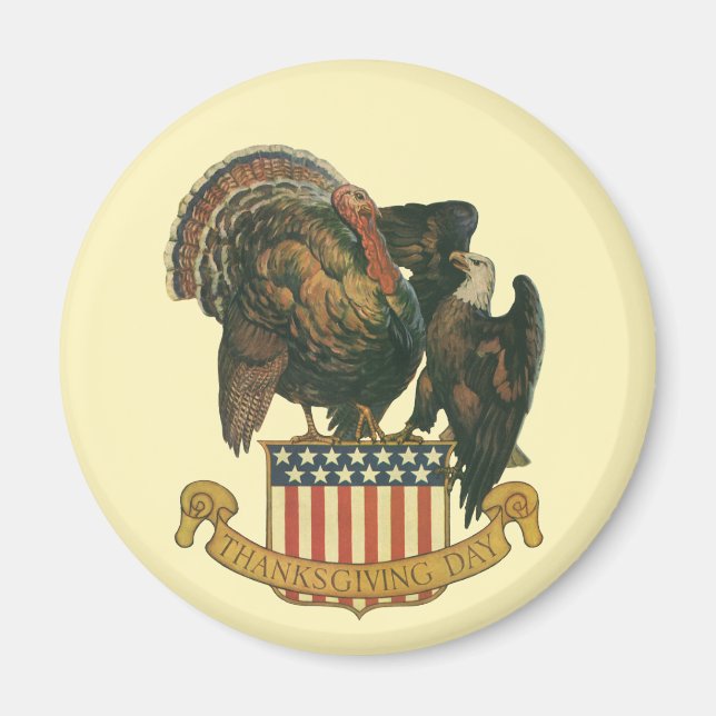 Vintager Erntedank Türkei, Adler, amerikanische Fl Magnet (Vorne)