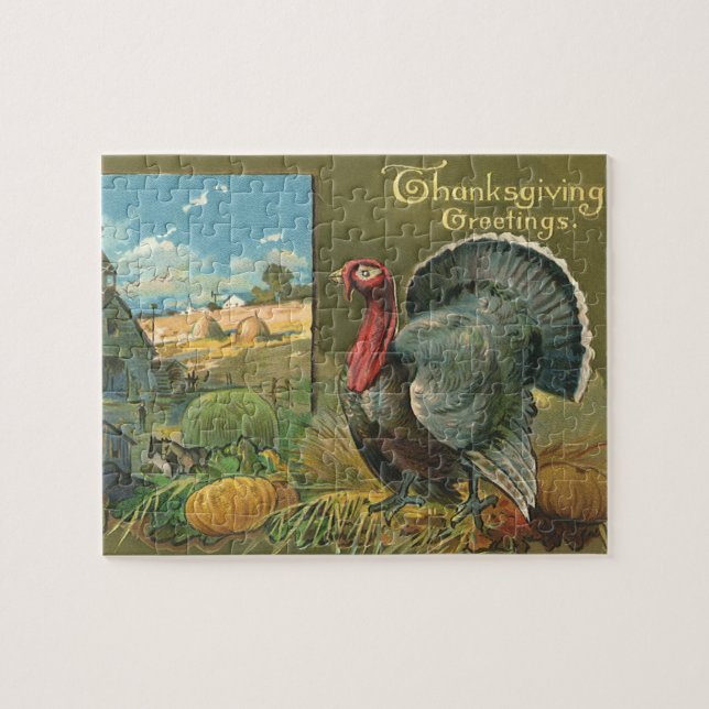 Vintager Erntedank, Türkei auf dem Bauernhof Puzzle (Horizontal)