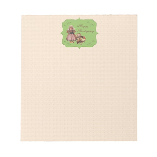 Vintager Erntedank, Türkei, Pilgermädchen Notizblock (Vorderseite)