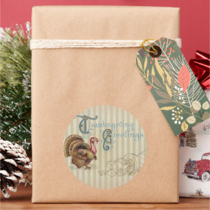 Vintager Erntedank Türkei Typografie Runder Aufkleber