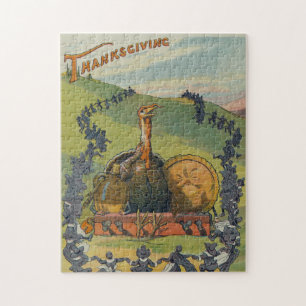 Vintager Erntedank Türkei und Festessen Puzzle