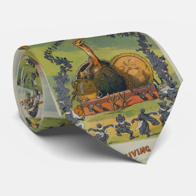 Vintager Erntedank Türkei und Festlichkeiten Krawatte (Gerollt)