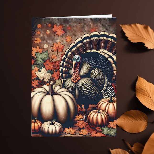Vintager Erntedank Türkei und Pumpkins Karte (Von Creator hochgeladen)