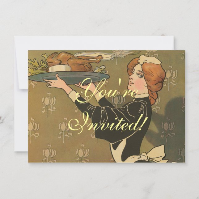 Vintager Erntedank Viktorianisch Türkei Einladung (Vorderseite)